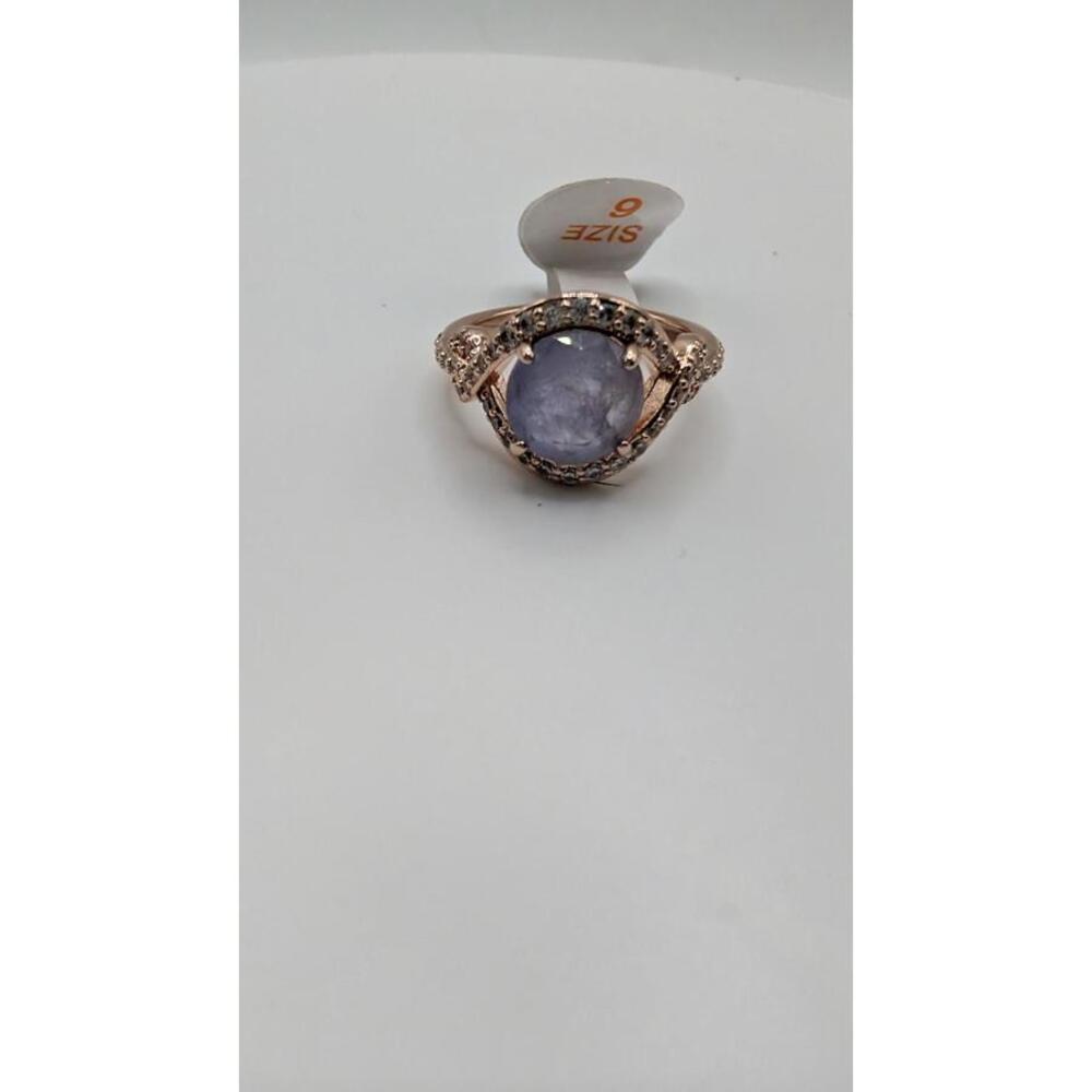 Rose Gold Plated Ring with Purple Stone Size 6 - Picture 5 of 5